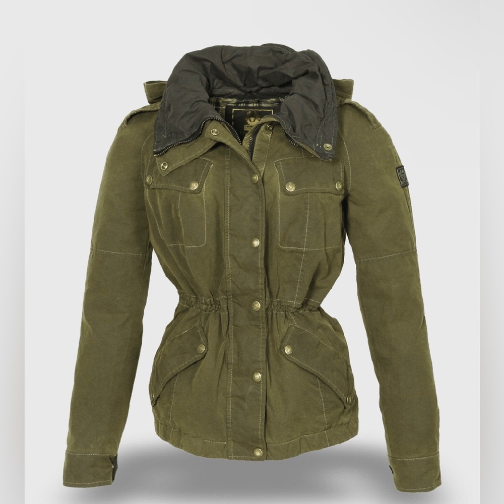 BELSTAFF SANDOWN LADIES JACKET Military Green Size 44 Italian Sz Medium NWOT - Picture 2 of 16